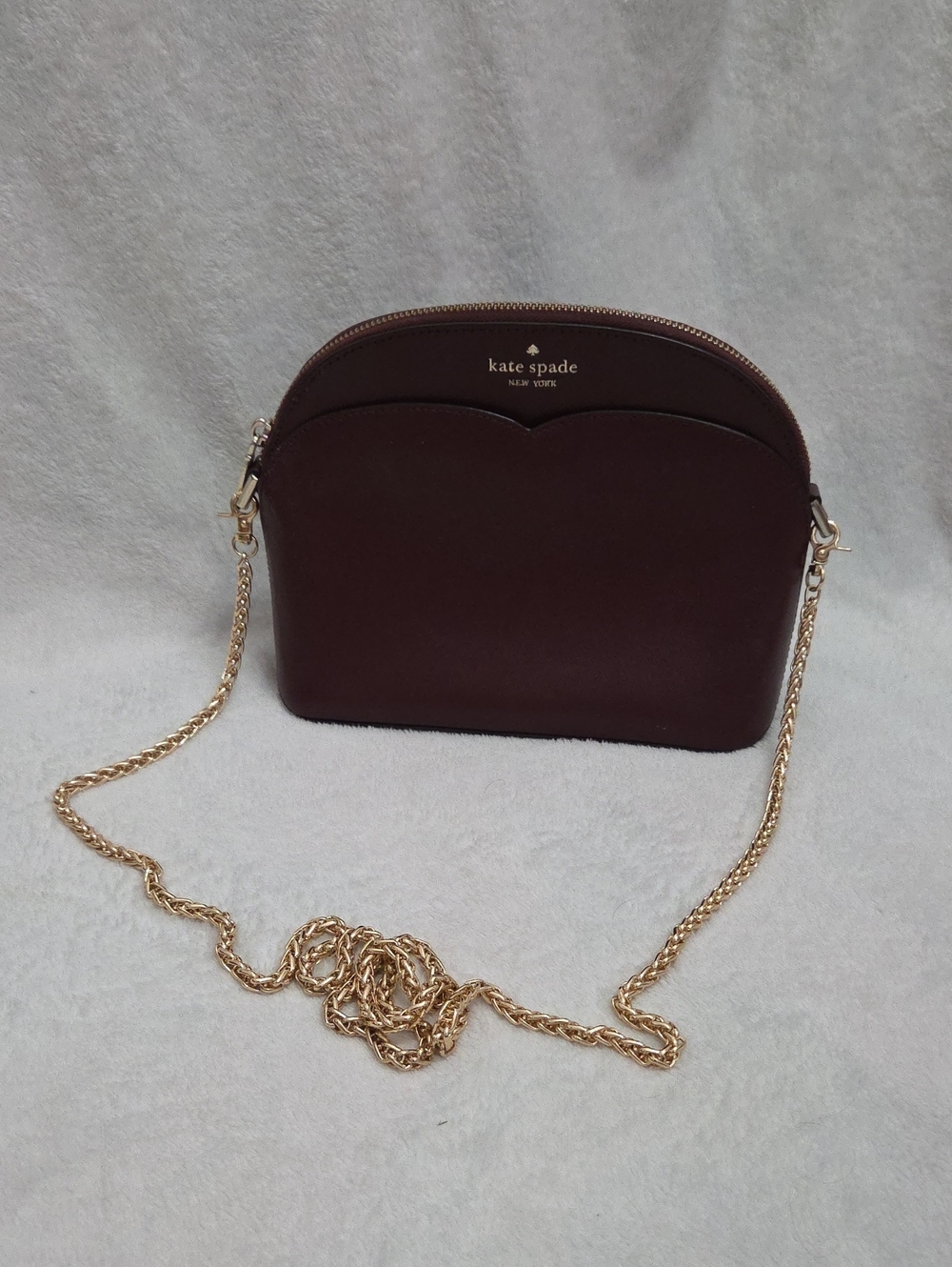 Kate Spade Burgundy Crossbody Bag with Gold Chain